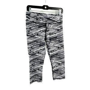 Fabletics Women's Black White Striped Pull On Stretch Activewear Leggings Size S